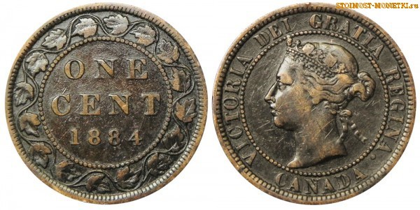 1 цент Канады 1884 года - стоимость / 1 cent Canada 1884 - цена монеты
