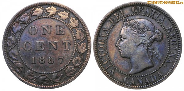 1 цент Канады 1887 года - стоимость / 1 cent Canada 1887 - цена монеты