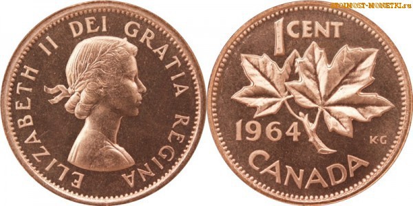 1 цент Канады 1964 года - стоимость / 1 cent Canada 1964 - цена монеты