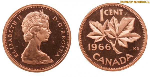 1 цент Канады 1966 года - стоимость / 1 cent Canada 1966 - цена монеты