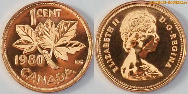 1 цент Канады 1980 года - стоимость / 1 cent Canada 1980 - цена монеты