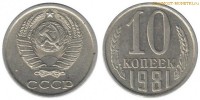 Фото  10 копеек 1981 года — стоимость, цена монеты