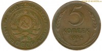 Фото  5 копеек 1924 года — стоимость, цена монеты